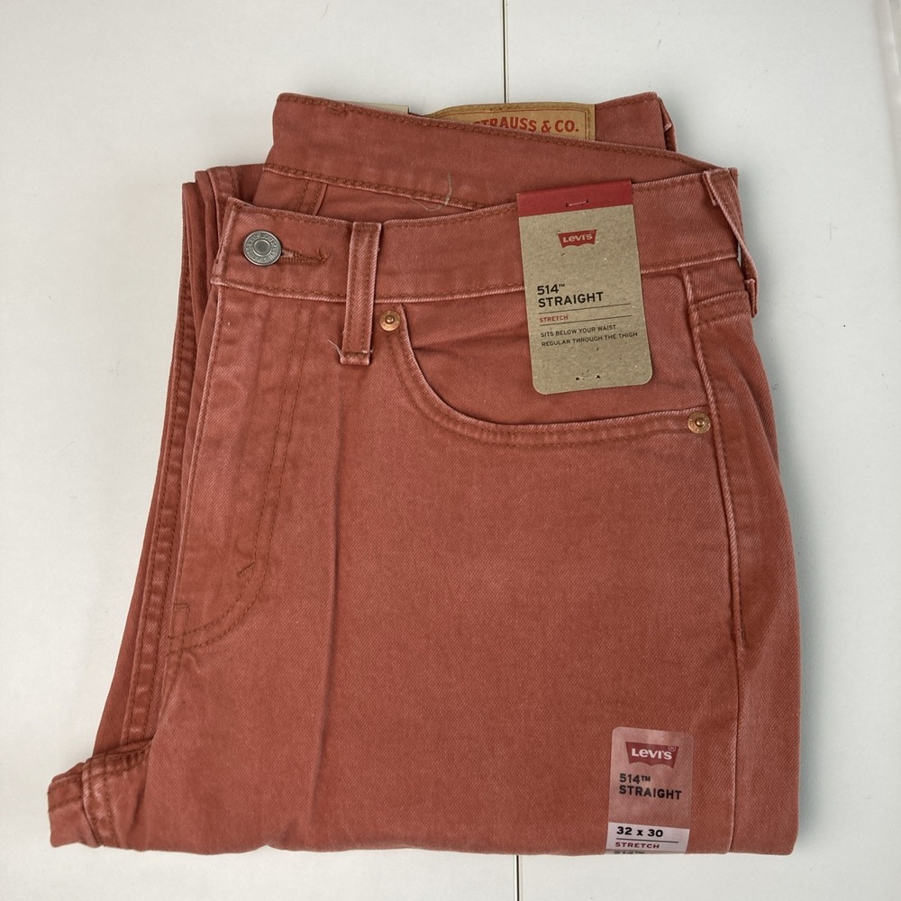 Levis 514 Straight Fit Jeans Stretch Jeans Color Red 32W 32L - Picture 6 of 11